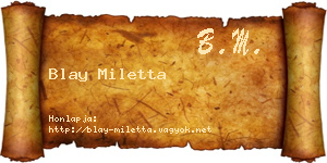 Blay Miletta névjegykártya